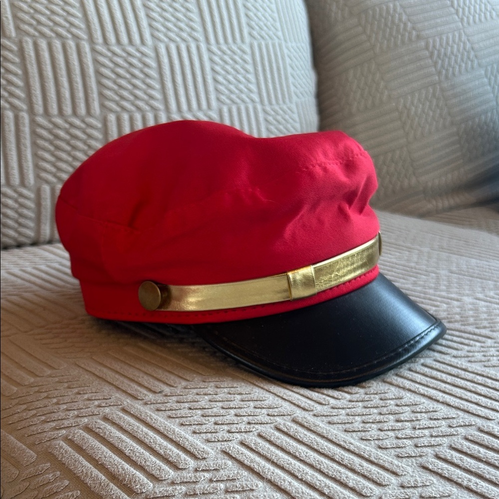 Red and Black Cap with Gold Accent and added Hat hooks